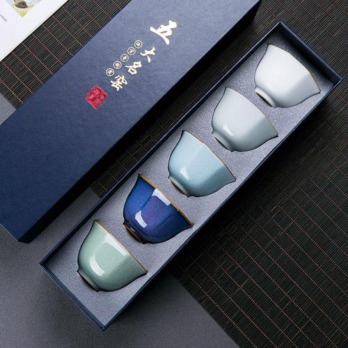 五大名窑功夫茶杯茶具小套装家用景德镇汝窑陶瓷主人杯品茗杯茶盏